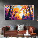 Autumn Forest, Framed Canvas Print, Vibrant Fall Wall Art, Seasonal Nature Painting, Cozy Home Decor, Lodge Artwork, Dining Room Art
