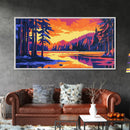 Forest Sunset, Nature Wall Art, Framed Canvas Print, Vibrant Mountain Landscape, Fall Wall Decor, Lodge Decor, Cabin Artwork