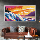 Ocean Waves, Colorful Seascape, Beach Wall Art, Coastal Sunset, Vibrant Ocean Scene, Canvas Print, Living Room Decor, Surf Art, Gift