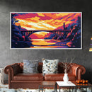 Bridge View, River Sunset, Vibrant Landscape, Golden Hour, Nature Scene, Canvas Print, Living Room Wall Art, Urban Decor, Gift Idea