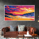 Golden Beach, Sunset River, Colorful Nature, Vibrant Seascape, Coastal Landscape, Canvas Print, Bedroom Wall Art, Summer Decor, Gift