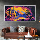 Forest Tunnel, Mountain View, Scenic Reflection, Canvas Print, Cabin Wall Art, Cozy Fall Decor, Vibrant Nature Painting, Autumn Room Art