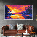 Sunset River, Woodland Scene, Tranquil Nature, Canvas Print, Mountain Home Decor, Vibrant Art, Cozy Cabin Wall Art, Fall Landscape Painting
