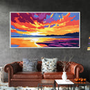 Ocean Sunset, Serene Seascape, Framed Canvas Print, Beach Home Decor, Tranquil Coastal Art, Warm Colorful Painting, Summer Wall Art
