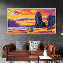 Coastal Sunset, Seaside Cliffs, Ocean Landscape, Beach House Decor, Nautical Wall Art, Warm Tones, Framed Canvas Print