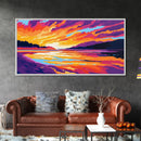 Scenic River, Golden Sunset, Vibrant Landscape, Warm Wall Art, Framed Canvas Print, Rustic Cabin Decor, Living Room Artwork