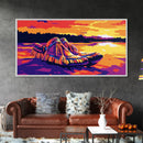 Moccasins by Water, Native American Art, Vibrant Sunset Scene, Boho Wall Art, Canvas Print, Bedroom Accent, Cozy Home Decor