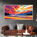 River Valley, Golden Field, Dramatic Clouds, Framed Canvas Print, Autumn Landscape Art, Boho Home Decor, Vibrant Nature Painting