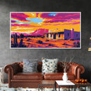 Desert Sunset, Southwest Wall Art, Vibrant Landscape, Colorful Western Scene, Rustic Home Decor, Framed Canvas Print, Living Room Wall Art