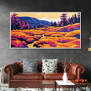 Sunset Meadow, Vibrant Landscape, Nature Painting, Autumn Wall Art, Framed Canvas Print, Living Room Wall Decor, Boho Home Aesthetic