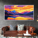 Mountain View, Sunset Sky, Colorful Landscape, Wilderness Art, Framed Canvas Print, Nature Lover Gift, Home Office Wall Art