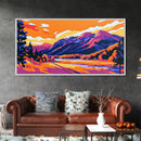 Autumn Mountains, Golden Fields, Scenic Wall Art, Vibrant Landscape, Framed Canvas Print, Cozy Cabin Decor, Fall Home Aesthetic