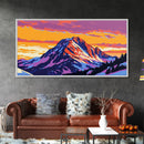 Snowy Peaks, Sunset Glow, Alpine Scene, Wilderness Art, Framed Canvas Print, Cozy Winter Home Decor, Rustic Lodge Wall Art
