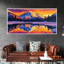 Lake Reflection, Snowy Mountains, Nature Scene, Tranquil Wall Art, Framed Canvas Print, Mountain Home Decor, Adventurous Spirit Gift