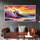 Tropical Wave, Surfing Wall Art, Vibrant Ocean, Beach House Decor, Sunset Painting, Seascape Art, Nautical Style, Canvas Print