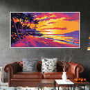Palm Tree Sunset, Tropical Beach, Ocean View Art, Vibrant Wall Art, Island Retreat, Coastal Decor, Exotic Travel, Canvas Print