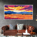 Golden Fields, Sunset Landscape, Vibrant Wall Art, Canvas Print, Modern Farmhouse Decor, Rustic Country Art, Dining Room Wall Art