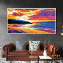Coastal Sunset, Beach Painting, Vibrant Seascape, Canvas Print, Tropical Wall Art, Living Room Decor, Sunset Ocean Art, Boho Wall Art