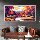 Autumn Forest, Fall Landscape, Nature Wall Art, Framed Canvas Print, Cozy Home Decor, Living Room Artwork, Rustic Lodge Wall Art