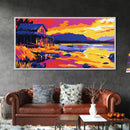 Cabin Retreat, Lakeside Sunset, Rustic Wall Art, Canvas Print, Country Home Decor, Fall Landscape Art, Mountain House Wall Decor