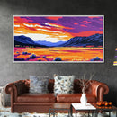 Vibrant Sunset, Mountain Landscape, Colorful Nature, Framed Canvas Print, Living Room Wall Art, Boho Art, Rustic Decor, Nature Painting