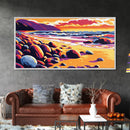 Rocky Shore, Ocean Sunset, Coastal Beauty, Framed Canvas Print, Beach House Wall Art, Nautical Decor, Vibrant Seascape, Ocean Inspired