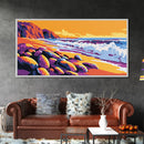 Coastal Cliffs, Waves and Rocks, Ocean Scene, Canvas Print, Modern Beach Wall Art, Tropical Seascape, Sunset Colors, Serene Nature Art