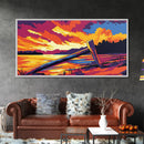 Wooden Fence, River Sunset, Tranquil Scene, Canvas Print, Rustic Cabin Wall Art, Serene Landscape, Country Home Decor, Boho Nature Art