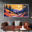 Scenic Trail, Mountain Landscape, Vibrant Nature, Sunset Colors, Boho Rustic, Tranquil Art, Hallway or Office, Canvas Print