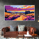 Rolling Hills, Country Path, Farmhouse Decor, Warm Sunset, Vibrant Fields, Cozy Wall Art, Dining Room, Canvas Print