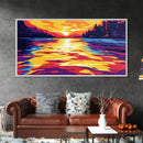 Water Ripples, Serene Sunset, Tranquil Lake, Abstract Nature Art, Bold Colors, Modern Home Aesthetic, Living Room or Office, Canvas Print