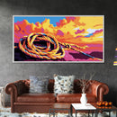 Coiled Rope, Sunset Sky, Nautical Wall Art, Canvas Print, Beach Decor, Vibrant Coastal Art, Boat Lover Gift, Seaside Theme