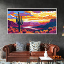 Cactus Sunset, Desert Scene, Southwest Wall Art, Framed Canvas Print, Vibrant Landscape, Boho Decor, Arizona Gift, Warm Tones