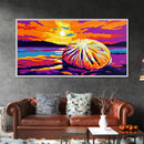 Pumpkin, Sunset, Autumn, Framed Canvas Print, Fall Wall Art, Thanksgiving Home Decor, Seasonal Painting, Warm Colors, Farmhouse Art