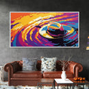 Floating Hat, Surreal Water Art, Abstract Painting, Whimsical Sunset Reflection, Framed Canvas Print, Living Room Artwork, Unique Decor