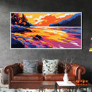 River Sunset, Vibrant Nature Art, Mountain Landscape, Warm Color Wall Art, Bold Home Decor, Canvas Print, Office Wall Art, Modern Boho Art