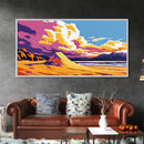 Sand Dunes, Ocean, Clouds, Framed Canvas Print, Beach Landscape, Coastal Wall Art, Tranquil Scene, Vibrant Colors, Relaxing Home Decor