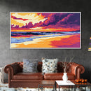 Sunset Beach, Ocean Waves, Seaside Decor, Coastal Art, Canvas Print, Living Room Wall Art, Vibrant Landscape, Modern Home Decor