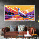 Seagull View, Mountain Lake, Tranquil Waters, Nature Wall Art, Canvas Print, Office Decor, Birdwatching Beauty, Serene Escape