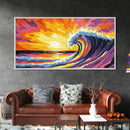 Ocean Wave, Surreal Seascape, Vibrant Water, Beach Wall Art, Framed Canvas Print, Coastal Home Decor, Living Room Art, Surfer Gift
