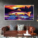 River Sunset, Reflection Nature, Framed Canvas Print, Serene Water Art, Modern Nature Wall Art, Relaxing Art, Dining Room Wall Art