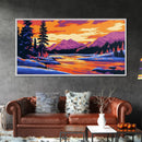 Vibrant Mountain Landscape, Sunset Wall Art, Bold Colorful Nature Print, Modern Alpine Home Decor, Framed Canvas Print, Living Room Art
