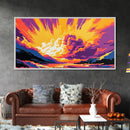 Ocean Wave Explosion, Vibrant Surf Art, Tropical Beach Print, Sunset Seascape Painting, Coastal Home Decor, Framed Canvas Print