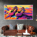 Cliffside Sunset, Bold Landscape Art, Vibrant Nature Print, Colorful Canyon Painting, Dramatic Wall Decor, Framed Canvas Print