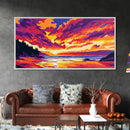 Lake Sunset Ripples, Peaceful Water Art, Colorful Nature Print, Vibrant Reflection Painting, Relaxing Home Wall Decor, Framed Canvas Print
