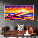 Ocean Waves, Sunset Art, Coastal Landscape, Framed Canvas Print, Beach Wall Art, Tropical Decor, Summer Aesthetic, Living Room Art