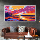 Woman Swimming, Vibrant Sunset, Relaxing Beach Art, Canvas Print, Boho Coastal Decor, Summer Wall Art, Bedroom Aesthetic, Minimalist Style