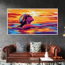 Dock At Sunset, Tranquil Lake, Nature Serenity, Framed Canvas Print, Cabin Wall Art, Peaceful Retreat, Living Room Decor, Fall Aesthetic