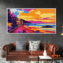 Golden Hills, Sunset Landscape, Autumn Nature, Living Room Wall Art, Vibrant Boho Decor, Framed Canvas Print, Modern Art