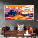 Forest View, Mountain Sunset, Vibrant Wilderness, Nature Wall Art, Cabin Wall Decor, Framed Canvas Print, Rustic Autumn Art